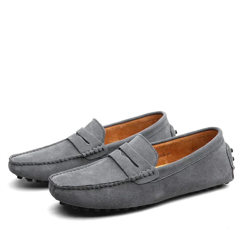 Herren-Wildleder-Slipper - Slip-On mit Noppensohle