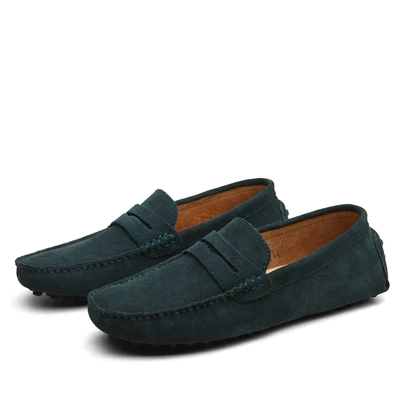 Herren-Wildleder-Slipper - Slip-On mit Noppensohle