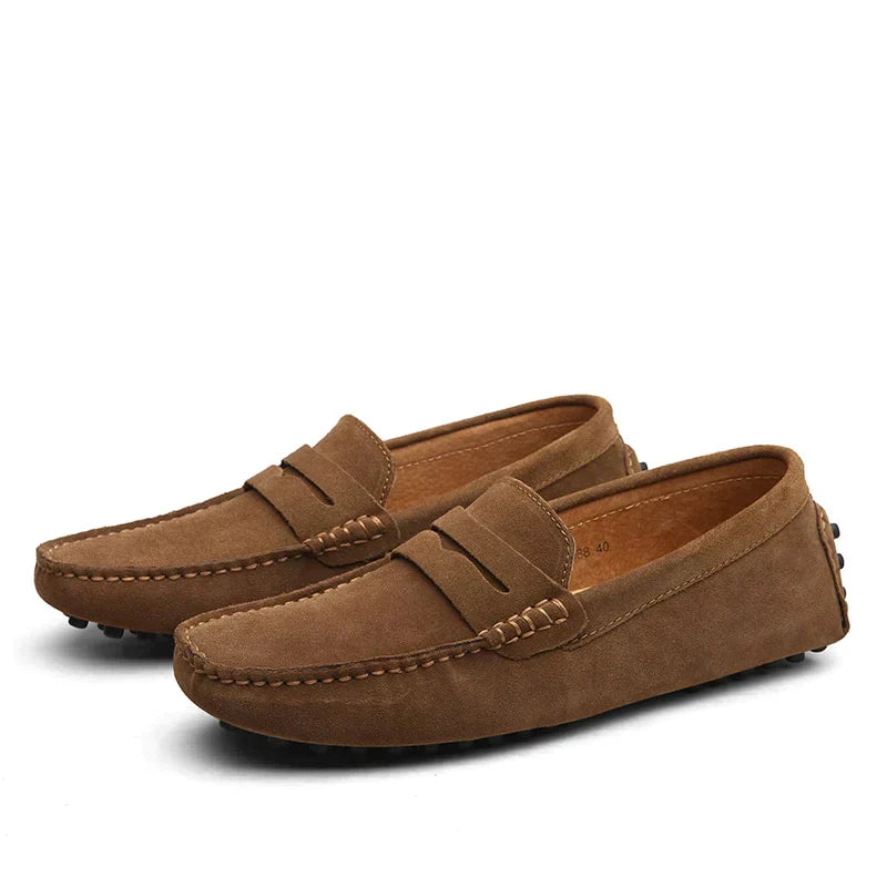 Herren-Wildleder-Slipper - Slip-On mit Noppensohle