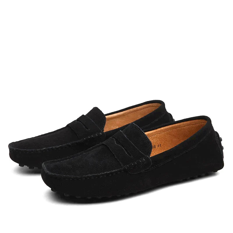 Herren-Wildleder-Slipper - Slip-On mit Noppensohle