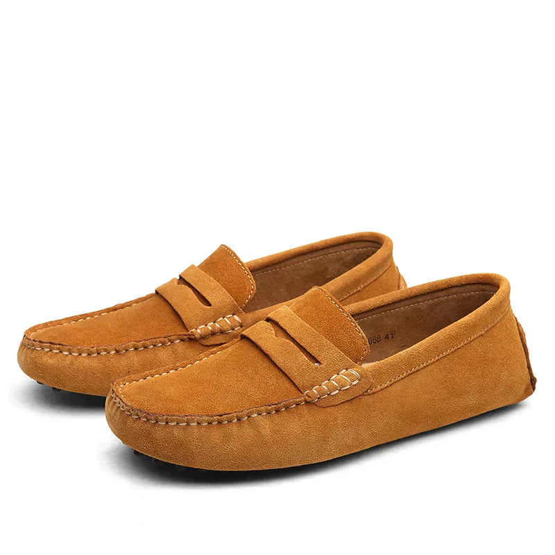 Herren-Wildleder-Slipper - Slip-On mit Noppensohle