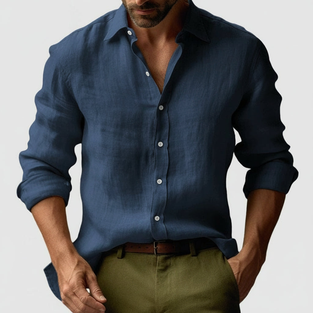 Herren-Linen-Hemd – Knopfleiste & Entspannte Passform