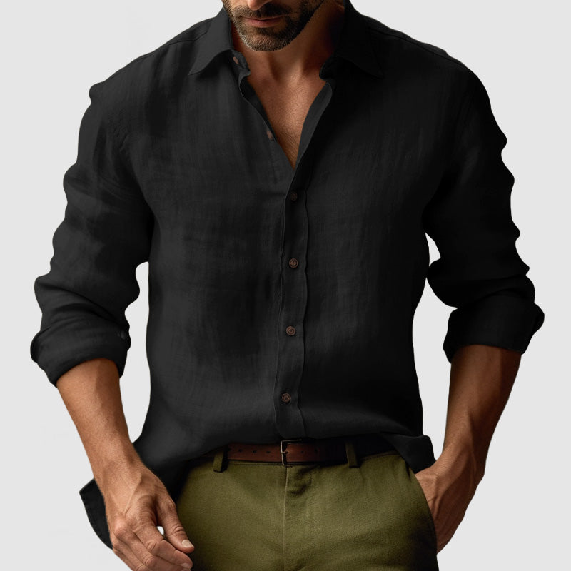 Herren-Linen-Hemd – Knopfleiste & Entspannte Passform