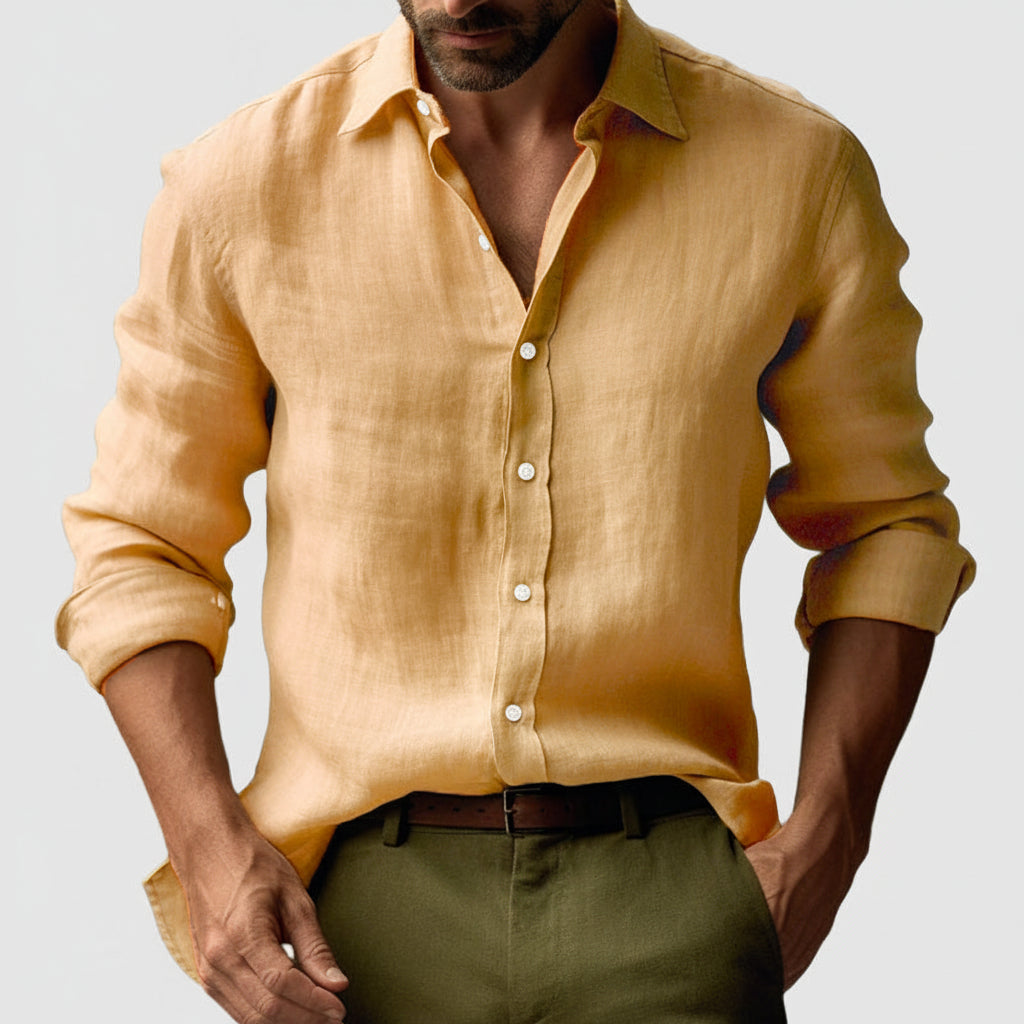 Herren-Linen-Hemd – Knopfleiste & Entspannte Passform