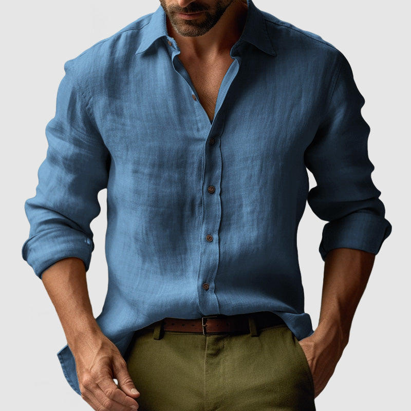 Herren-Linen-Hemd – Knopfleiste & Entspannte Passform