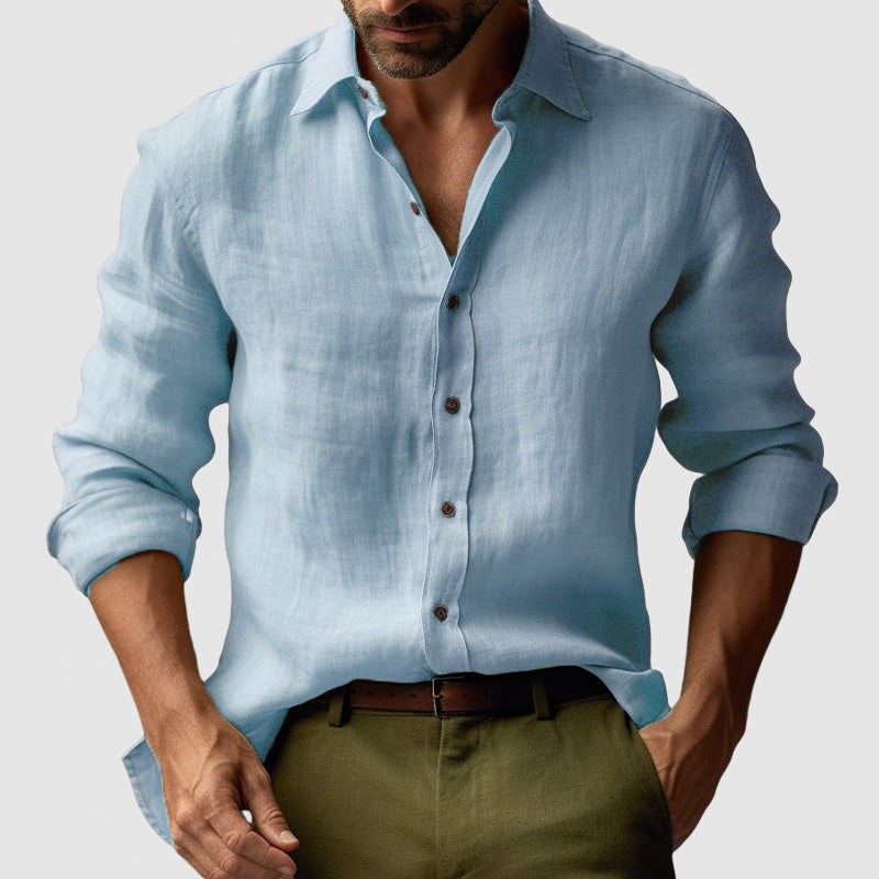 Herren-Linen-Hemd – Knopfleiste & Entspannte Passform