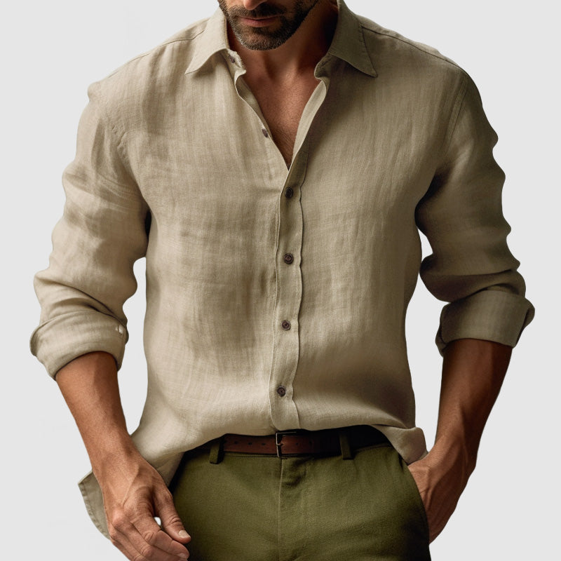 Herren-Linen-Hemd – Knopfleiste & Entspannte Passform