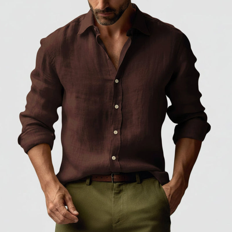 Herren-Linen-Hemd – Knopfleiste & Entspannte Passform
