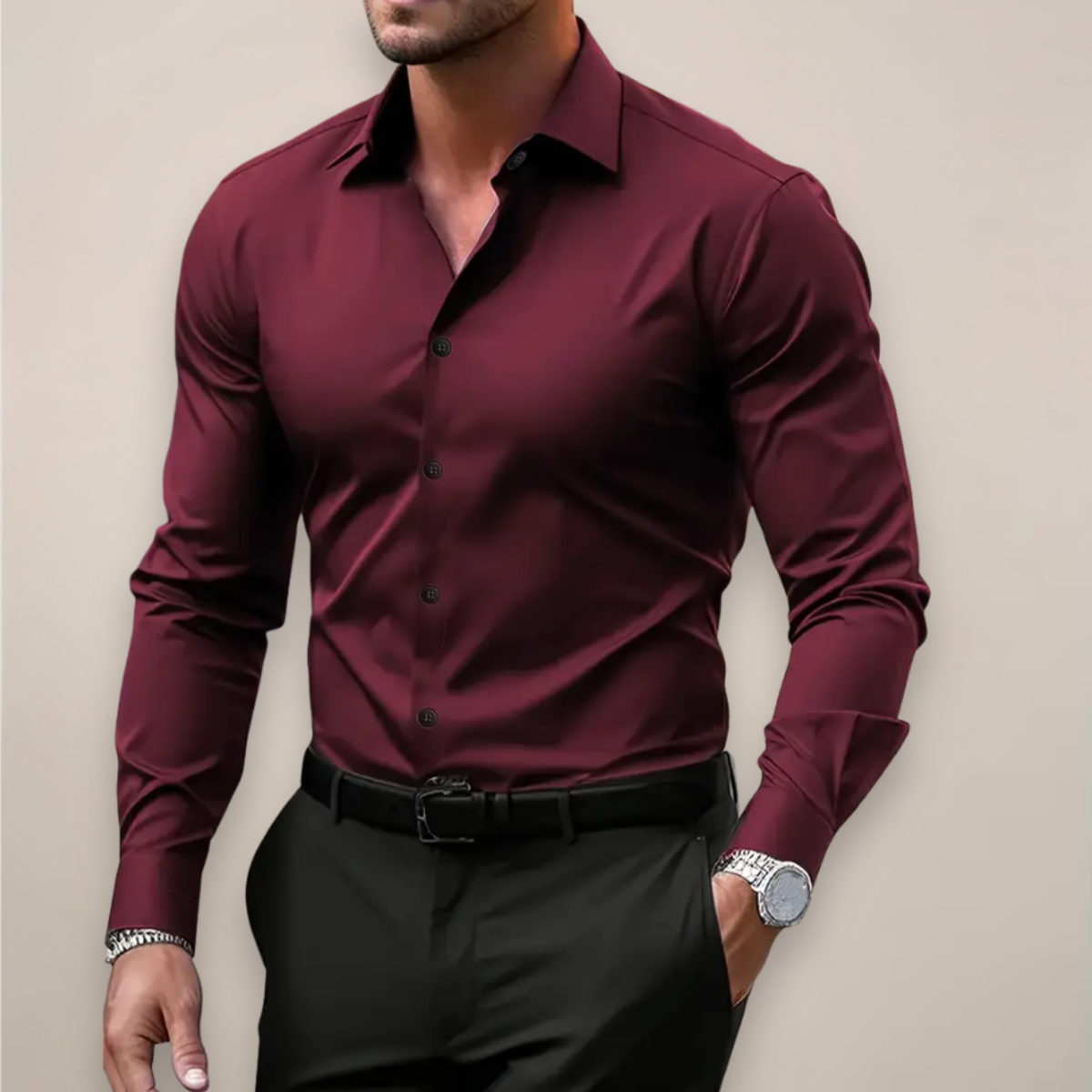 Herren Langarmhemd Smart Style Hemd Mit Knopfleiste Shirt