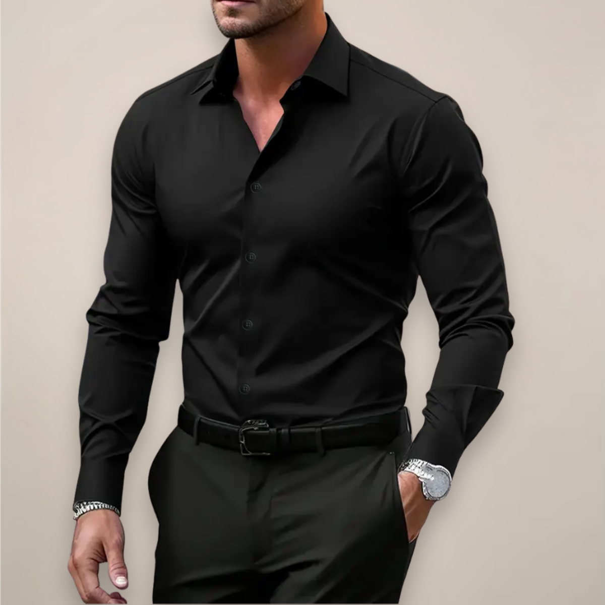 Herren Langarmhemd Smart Style Hemd Mit Knopfleiste Shirt