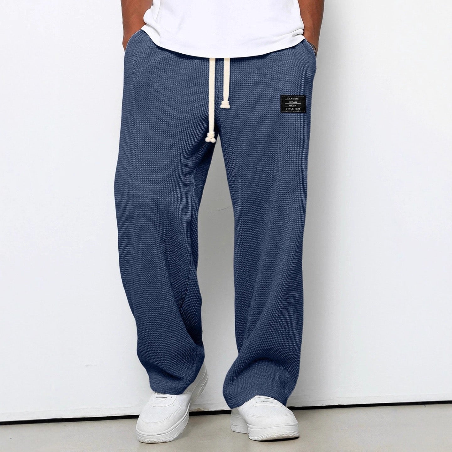 Herren Relaxed Fit Kordelzug-Hose Freizeit-Jogger mit Strukturierter Optik