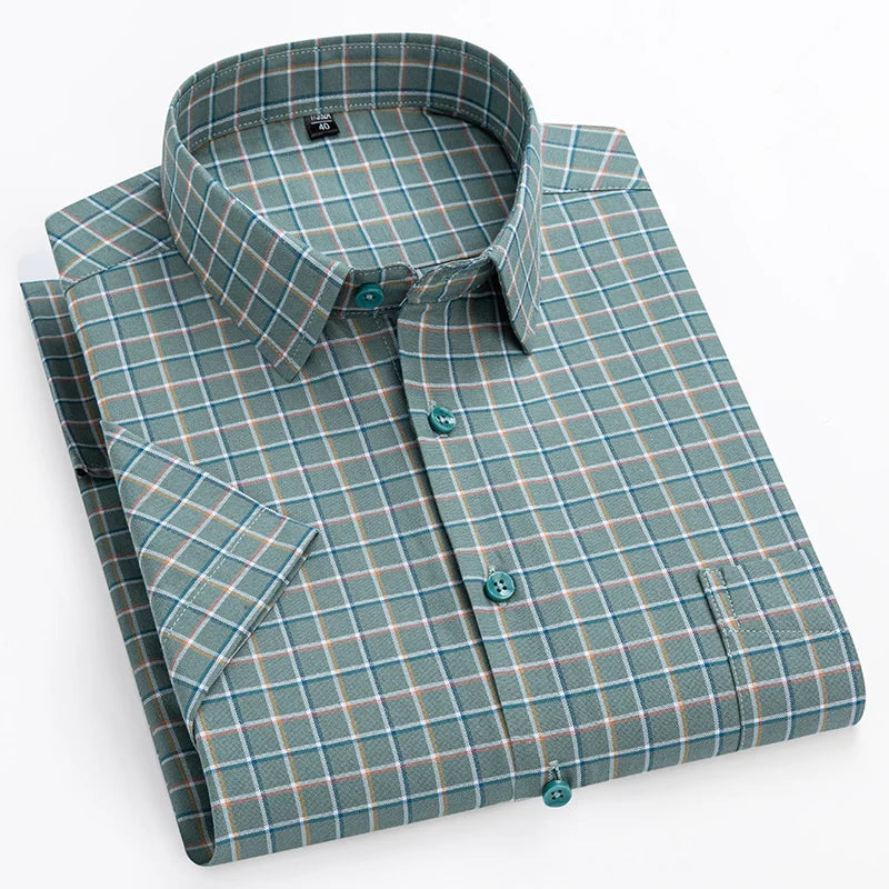 Herren Kurzarmhemd Gestreift Business Freizeithemd Smart Casual