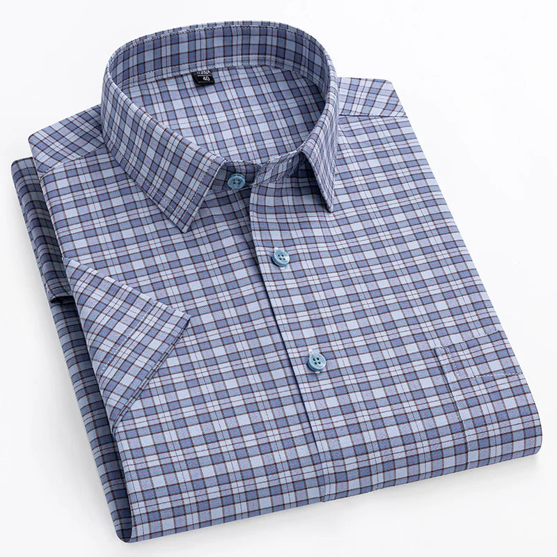 Herren Kurzarmhemd Gestreift Business Freizeithemd Smart Casual