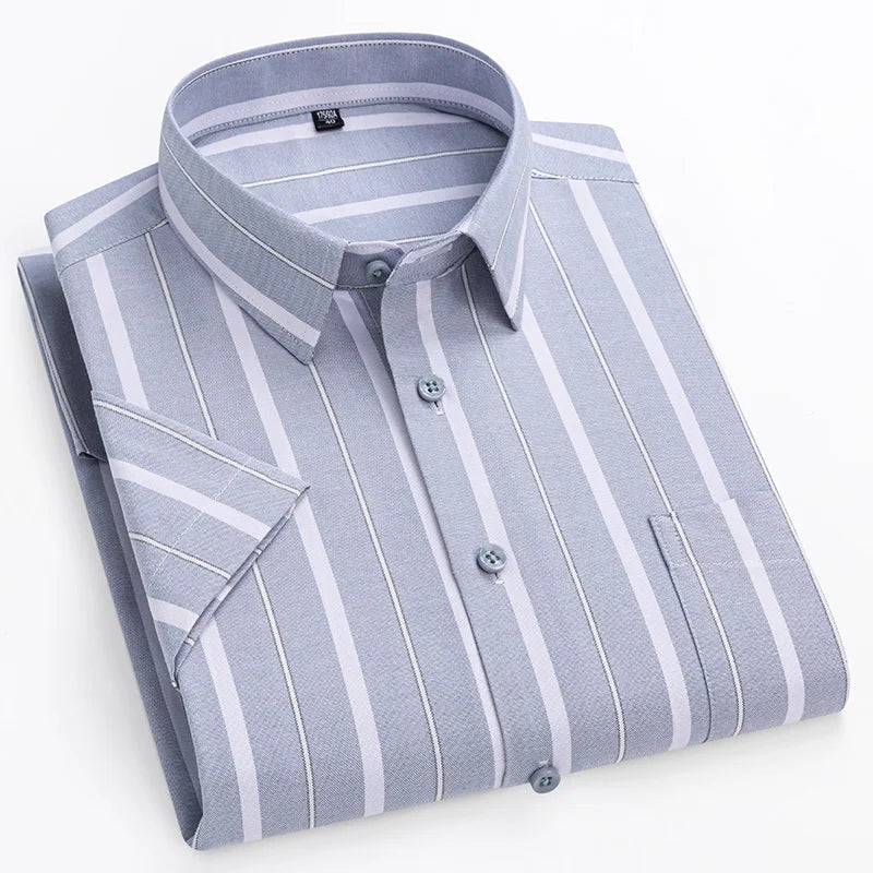 Herren Kurzarmhemd Gestreift Business Freizeithemd Smart Casual