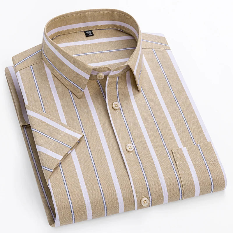 Herren Kurzarmhemd Gestreift Business Freizeithemd Smart Casual
