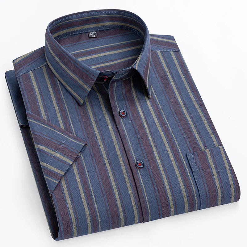 Herren Kurzarmhemd Gestreift Business Freizeithemd Smart Casual