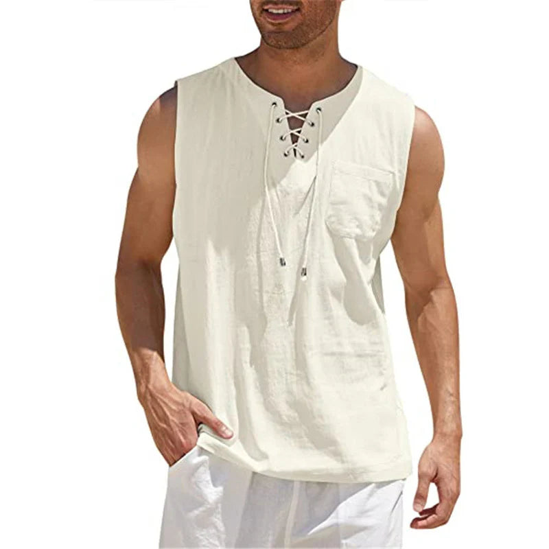 Herren Ärmelloses Tanktop - Schnürung mit Brusttasche