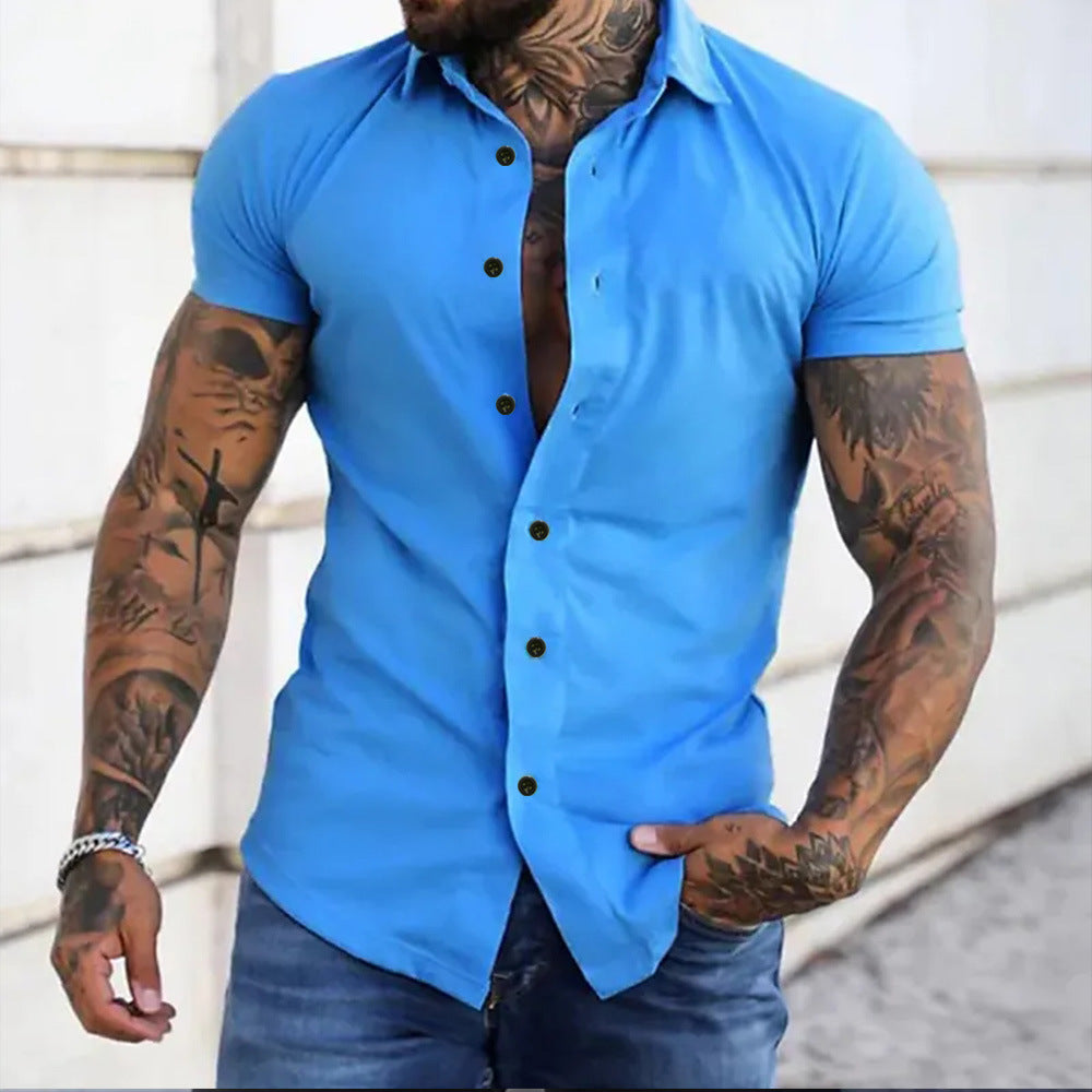 Herren-Slim-Fit-Hemd – Button-Down mit Kurzarm