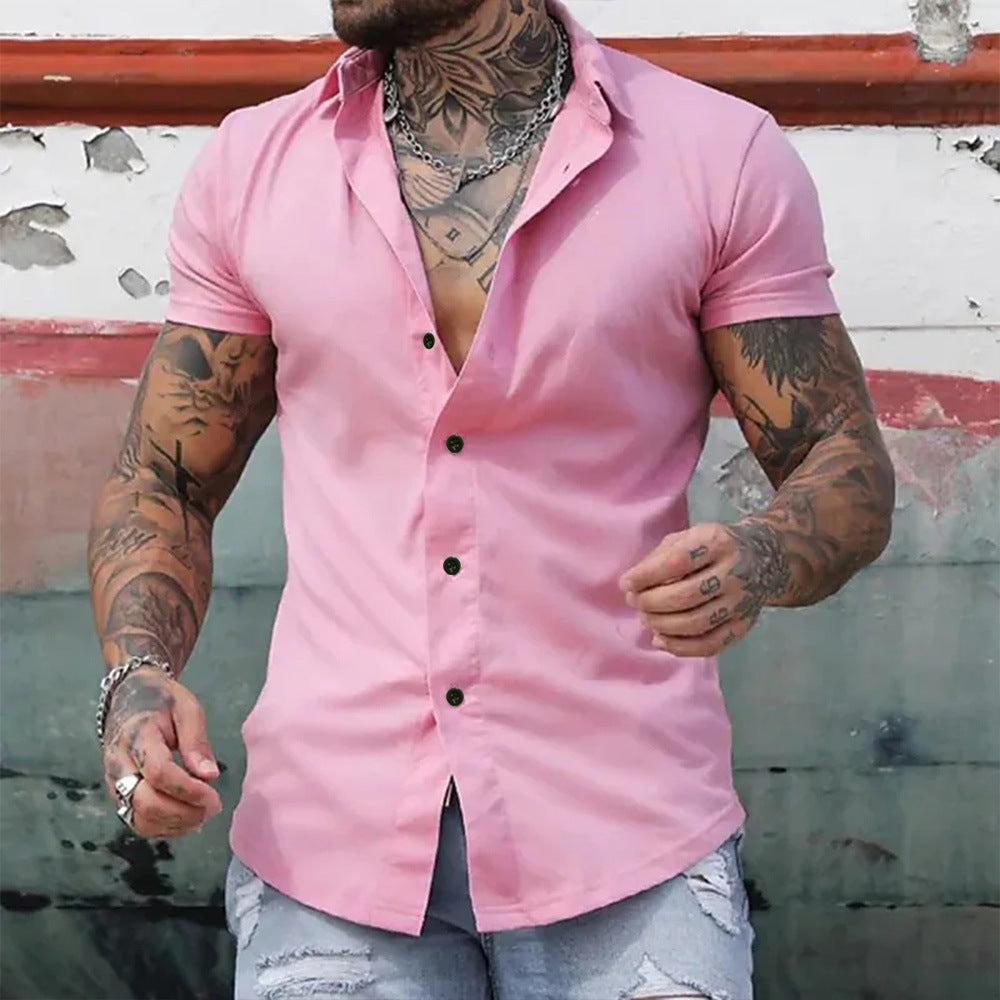 Herren-Slim-Fit-Hemd – Button-Down mit Kurzarm