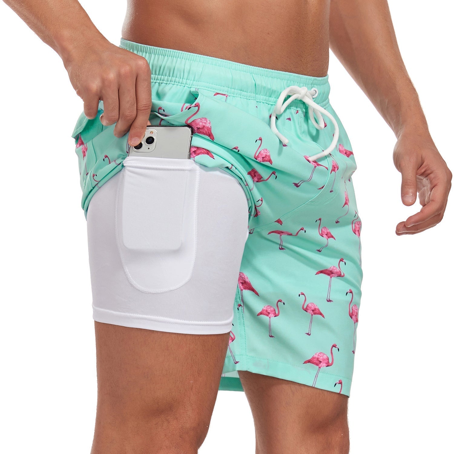 Herren-Badeshorts – Schnelltrocknend mit Kompressions-Innenhose