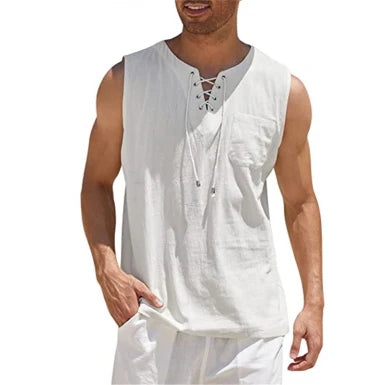 Herren Ärmelloses Tanktop - Schnürung mit Brusttasche
