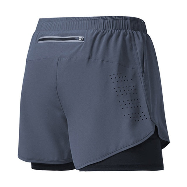 Herren Doppellagige Shorts - Schnelltrocknend mit Kompressionsfutter