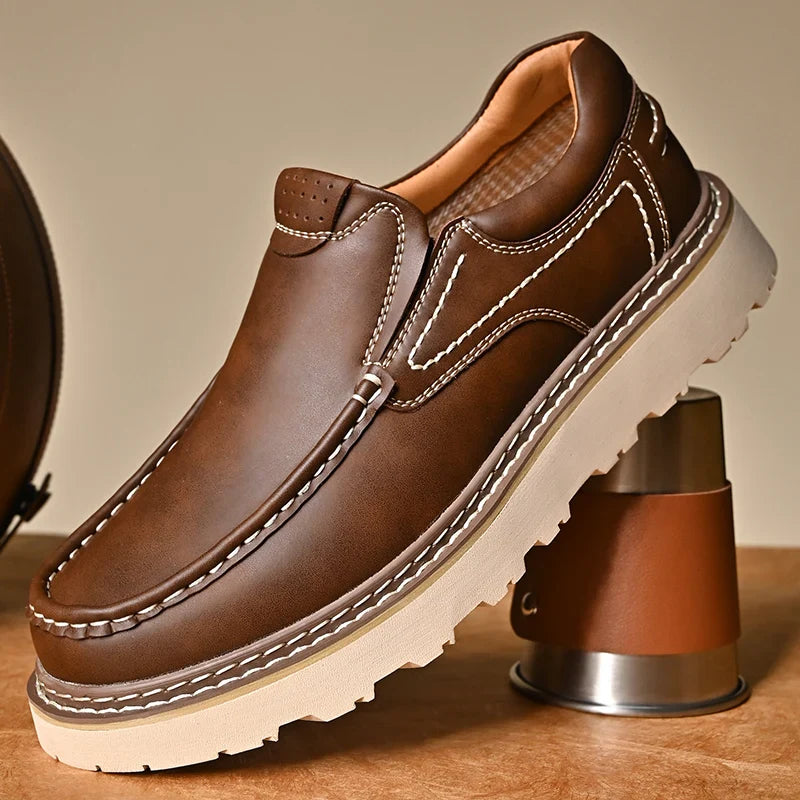 Herren Leder Sneaker - Slip-On mit Chunky-Sohle