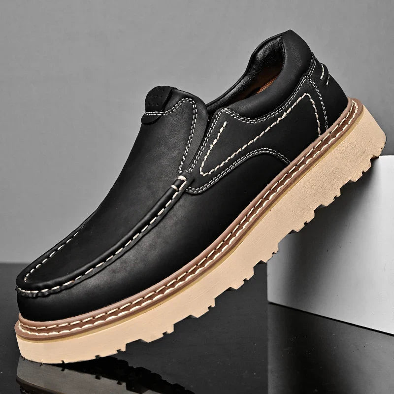 Herren Leder Sneaker - Slip-On mit Chunky-Sohle