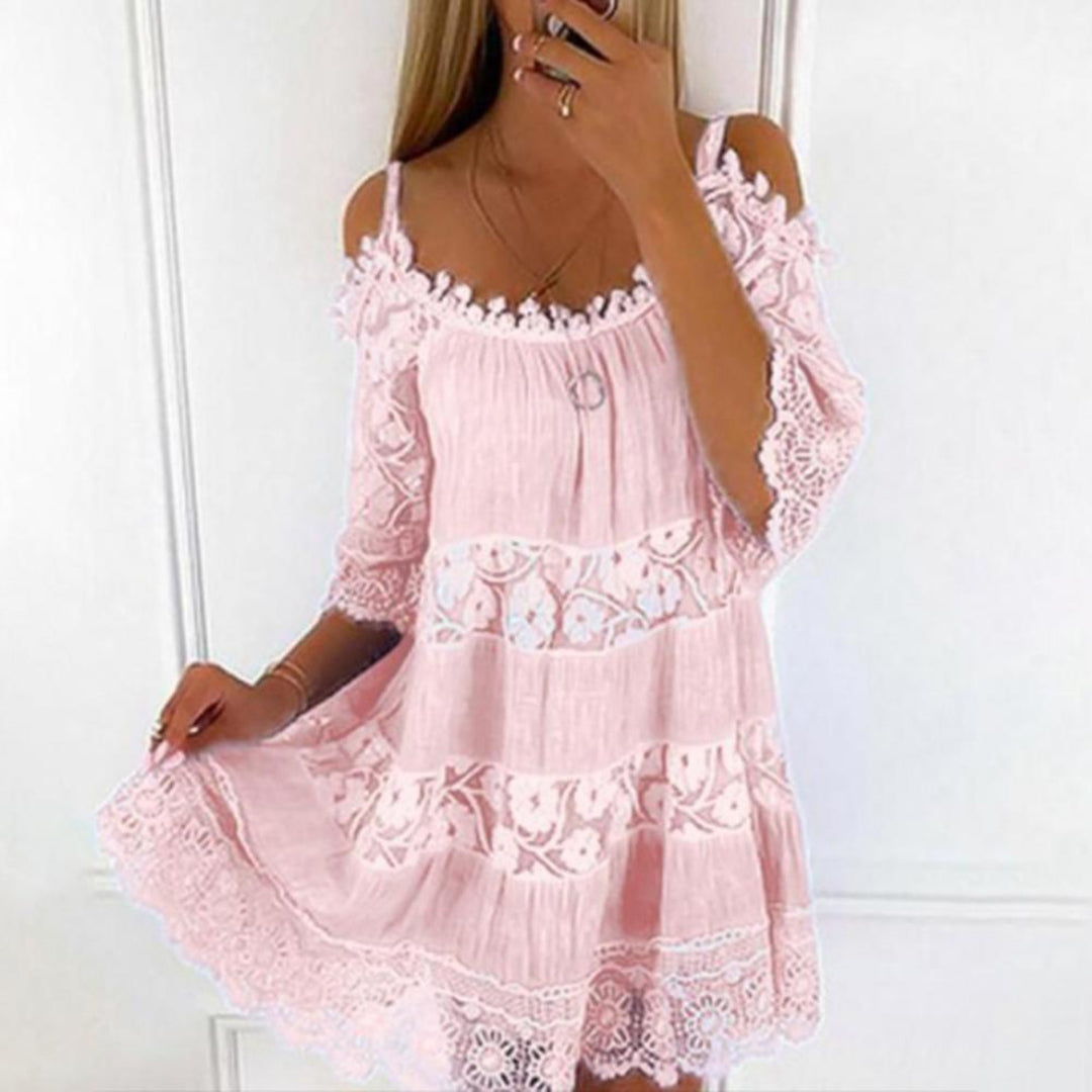 Damen Kleid mit kalten Armen Mini Sommerkleid