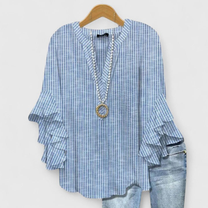 Damen Ruffle Sleeve Top Casual Oberteil Shirt