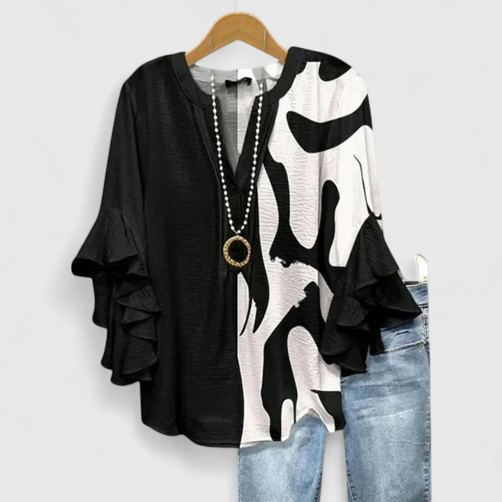 Damen Ruffle Sleeve Top Casual Oberteil Shirt