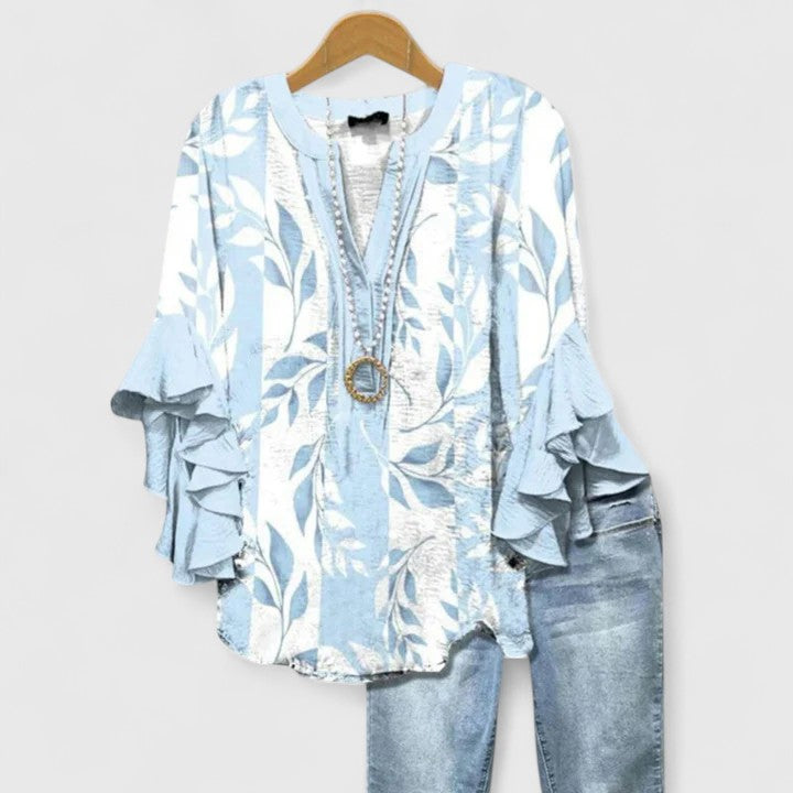 Damen Ruffle Sleeve Top Casual Oberteil Shirt