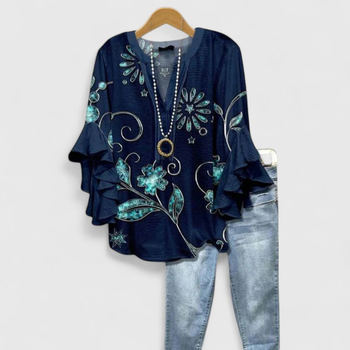 Damen Ruffle Sleeve Top Casual Oberteil Shirt