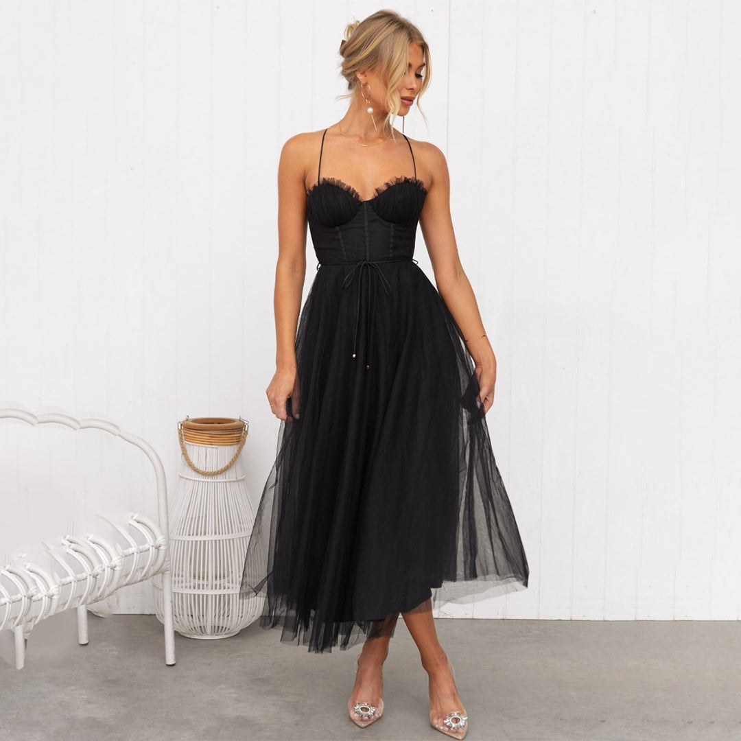 Damen Midi-Korsettkleid - Ärmellos mit Herz-Ausschnitt