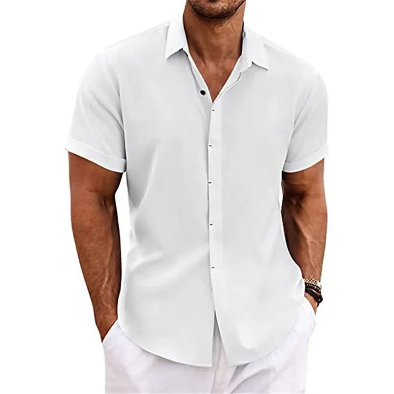 Herren Hemd aus Leinen - Slim Fit mit Umschlagärmeln