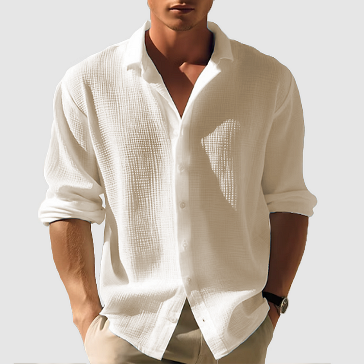Herren-Leinenhemd mit Struktur - Relaxed Fit mit Langarm