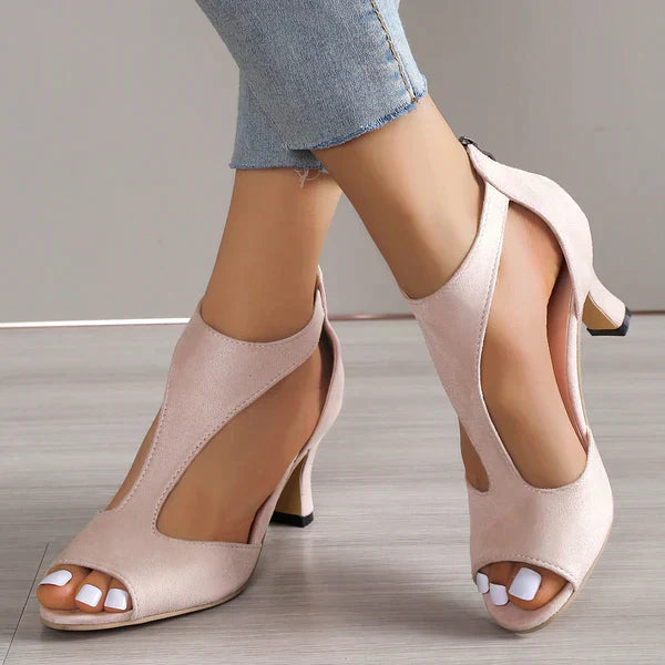 Damen Orthopädische Sandalen mit niedrigem Absatz Offene Zehenpartie mit Reißverschluss hinten