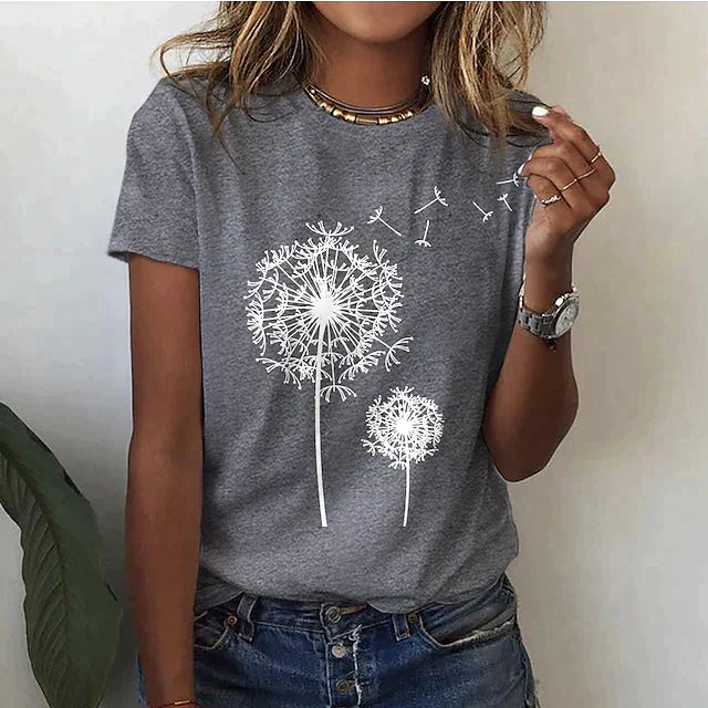Damen Bedrucktes T-Shirt - Rundhalsausschnitt mit Kurzen Ärmeln