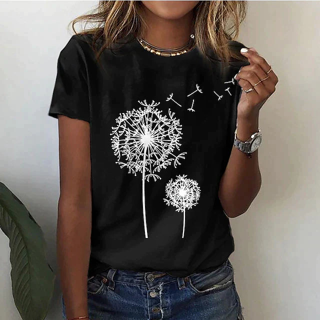 Damen Bedrucktes T-Shirt - Rundhalsausschnitt mit Kurzen Ärmeln