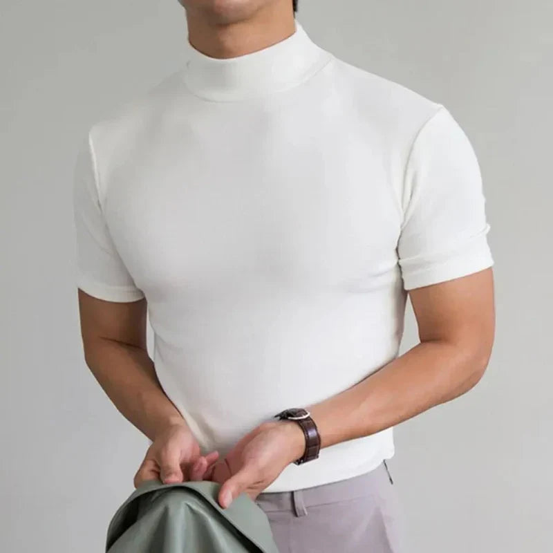 Herren High Collar T-Shirt Modern Slim Fit