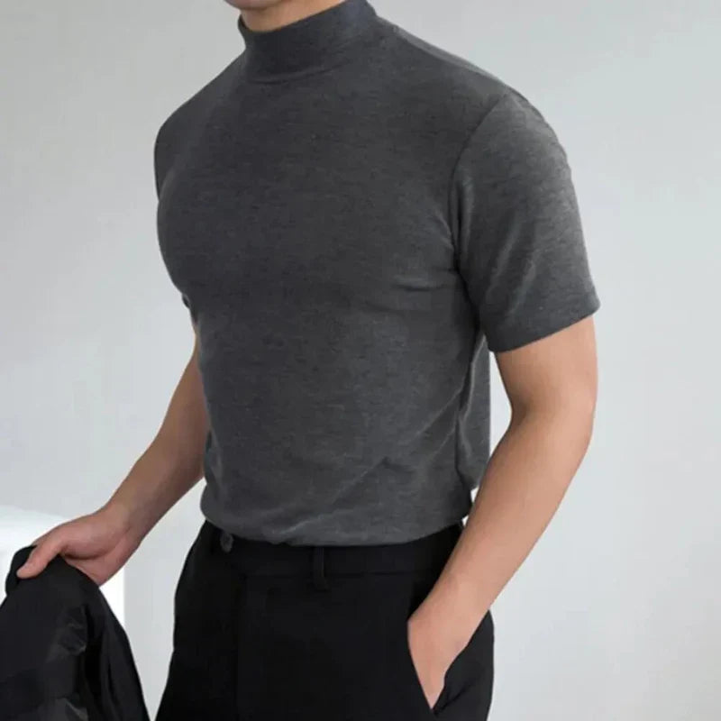 Herren High Collar T-Shirt Modern Slim Fit