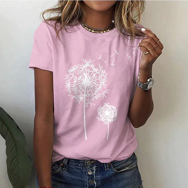 Damen Bedrucktes T-Shirt - Rundhalsausschnitt mit Kurzen Ärmeln