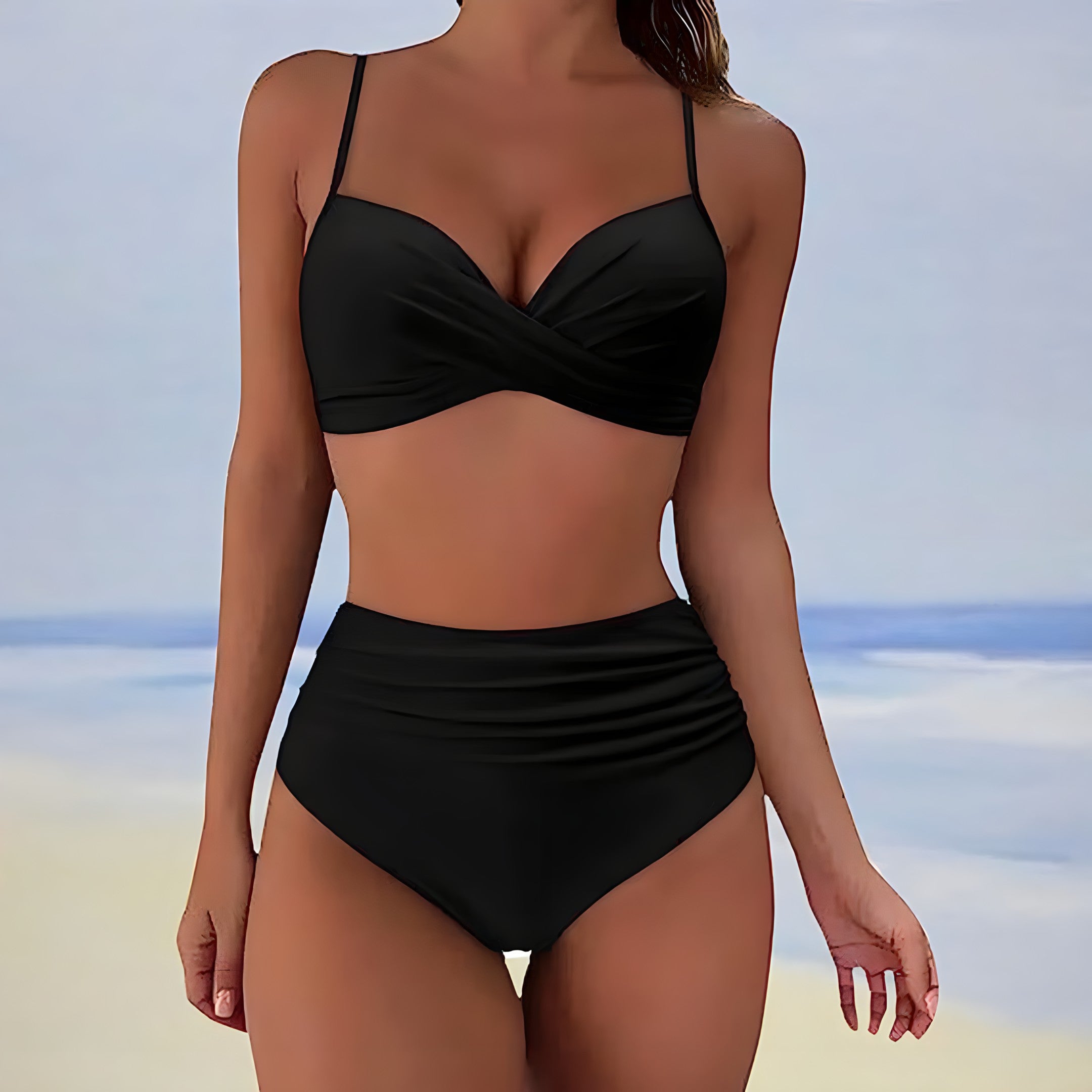 Damen Zweiteiliges Bikini-Set - Wickeloberteil mit gerafftem Höschen