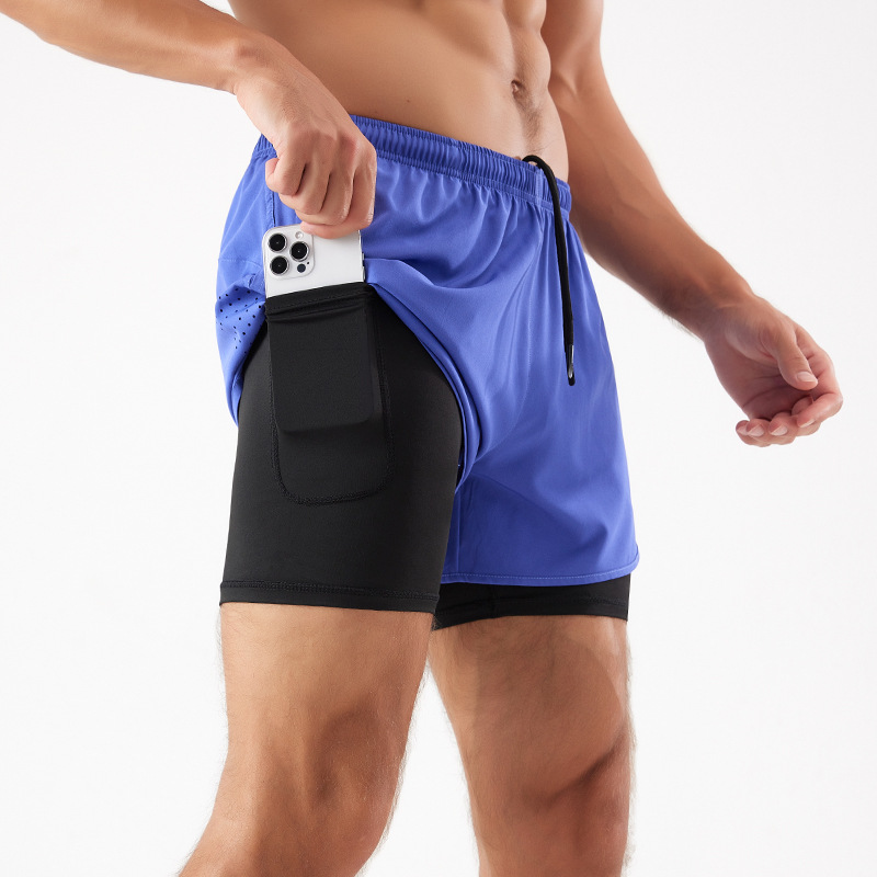 Herren Doppellagige Shorts - Schnelltrocknend mit Kompressionsfutter