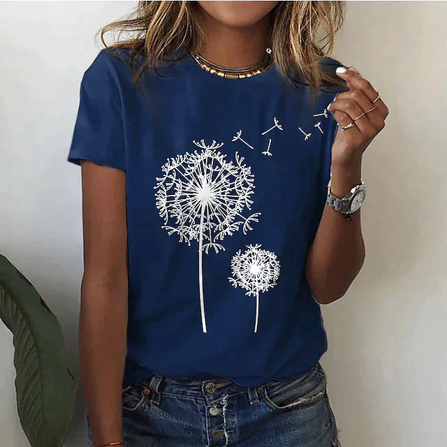 Damen Bedrucktes T-Shirt - Rundhalsausschnitt mit Kurzen Ärmeln