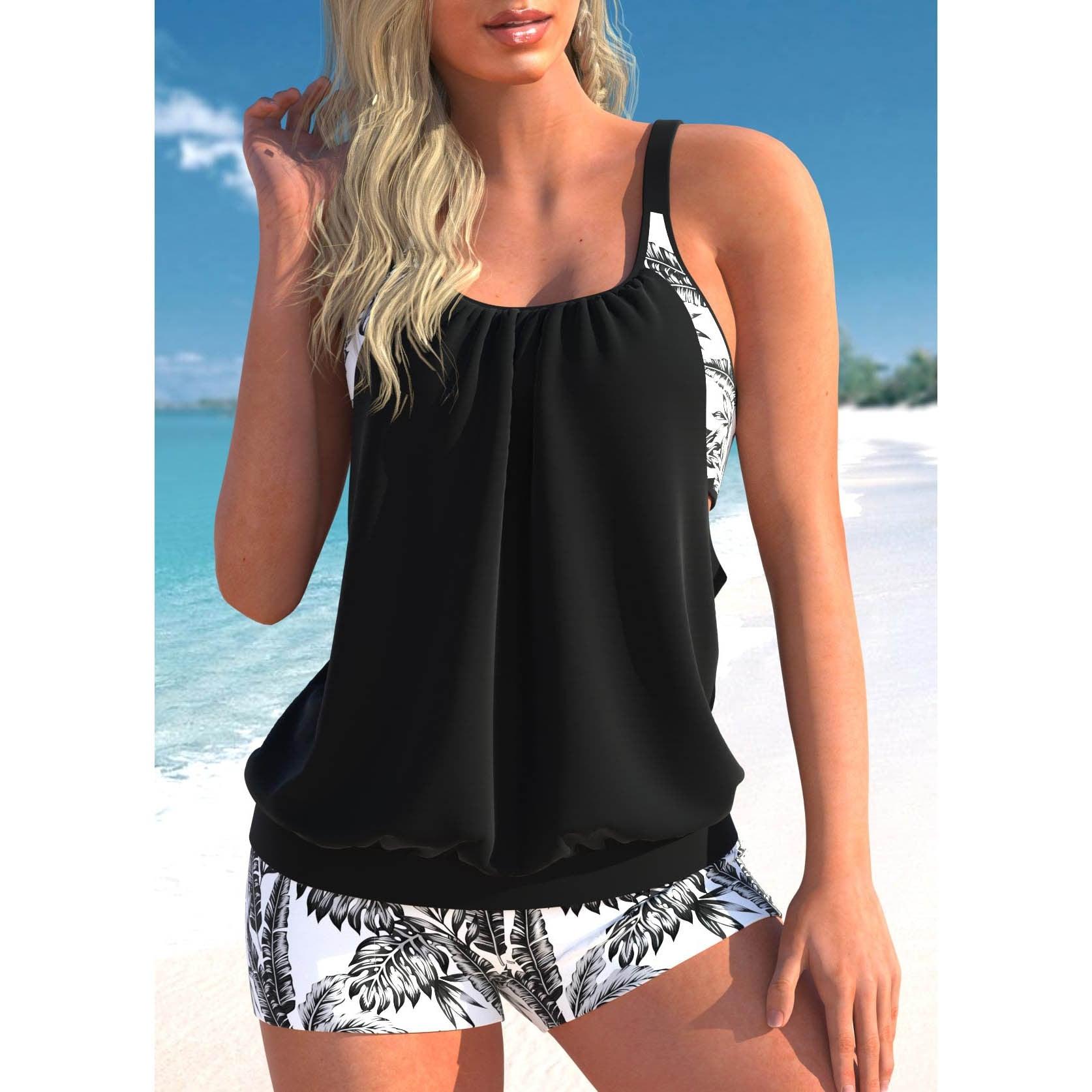 Damen Tankini Set Schnelltrocknendes Oberteil Shorts Strand