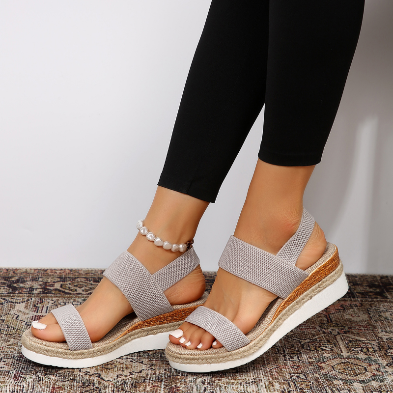 Damen Plateausandalen Offene Zehenpartie und Slingback-Design