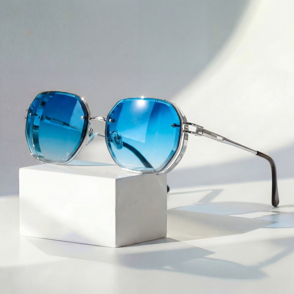 Herren Retro Aviator Sonnenbrille Metallrahmen und Verlaufgläser