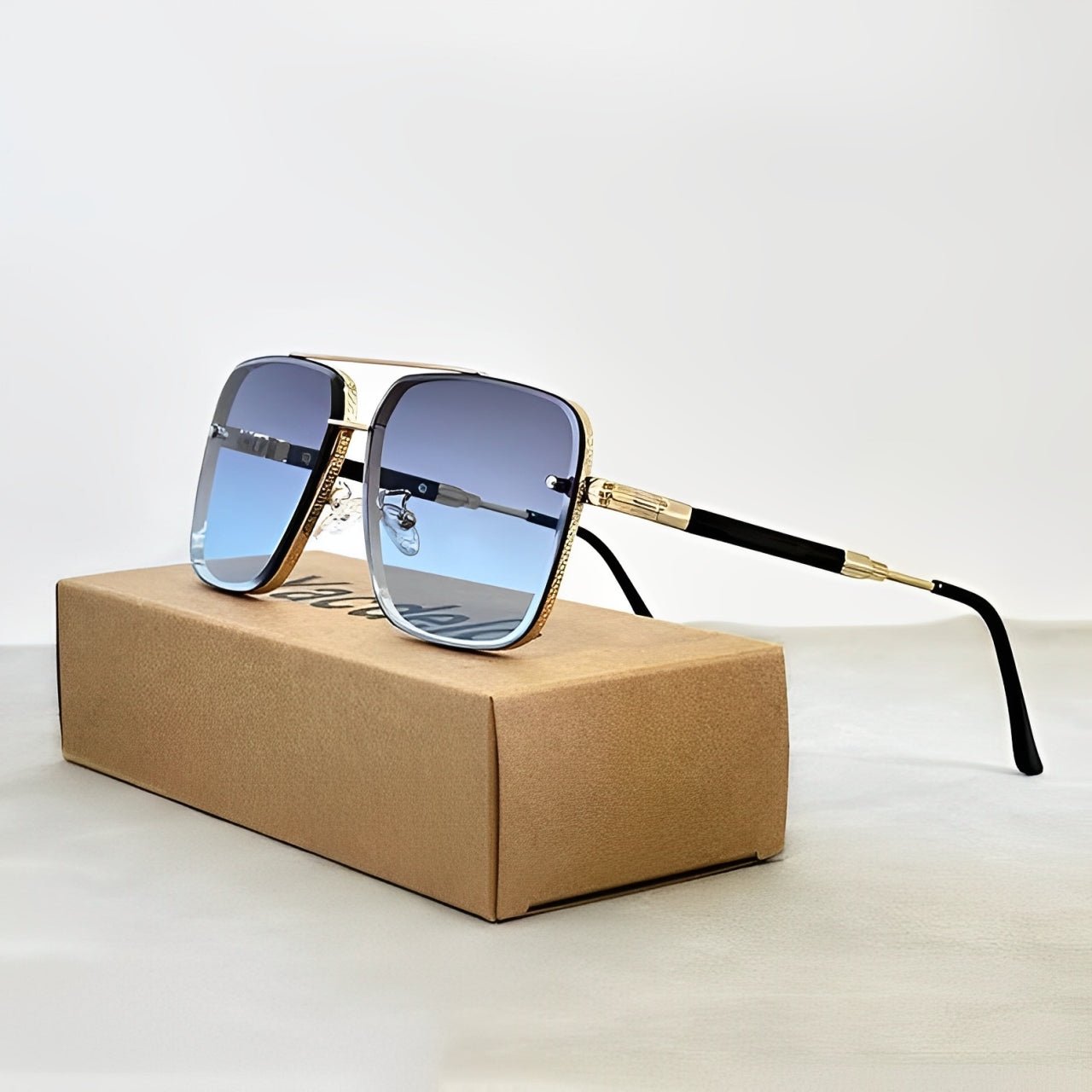 Herren-Pilotenbrille im Retro-Stil Sonnenbrille Goldener Rahmen Und Verlaufgläser