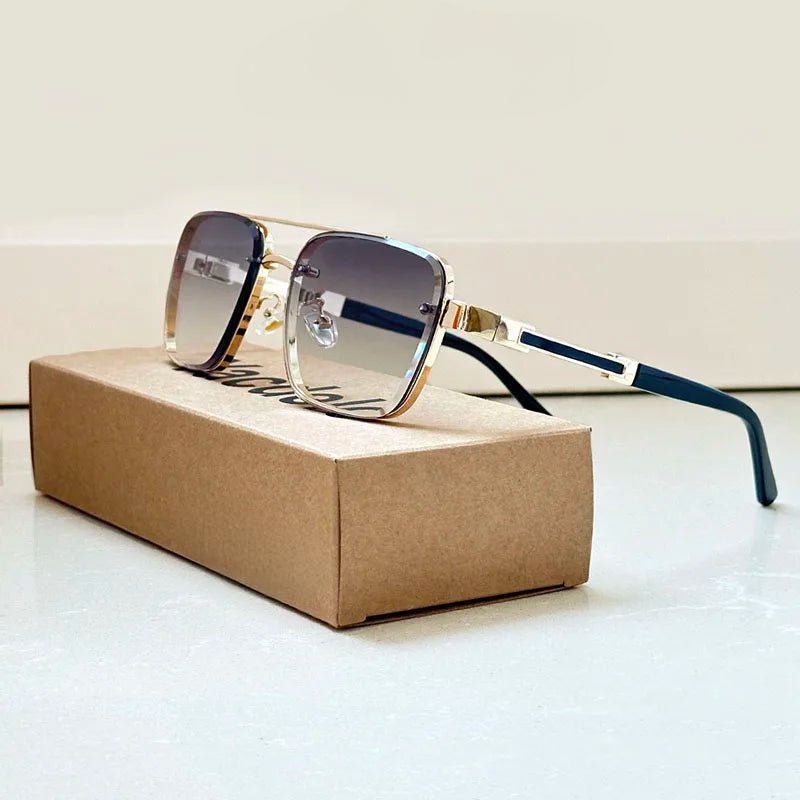 Herren Retro Aviator Sonnenbrille Titanrahmen und Verlaufgläser